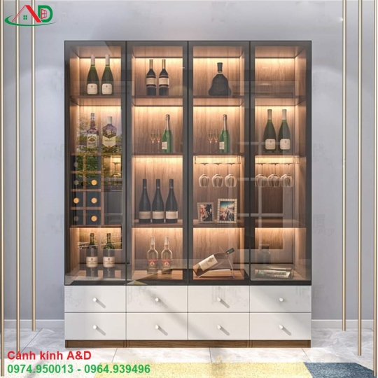 TỦ RƯỢU CÁNH KÍNH 4 TẦNG 